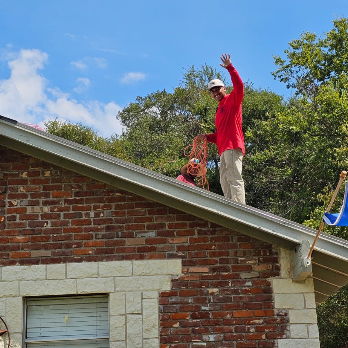 Tex-Mex Roofing inspecting a Texas roof